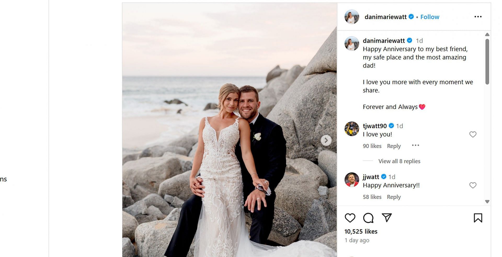 T.J. Watt sends 3-word message to wife Dani Rhodes as Steelers LB marks major relationship milestone/@danimariewatt